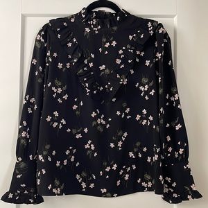NEW with tags Ann Taylor black floral blouse gorgeous detail. Size Small Petite.